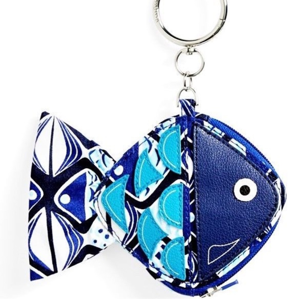 Vera Bradley Blue Fish Coin Purse Keychain Beach